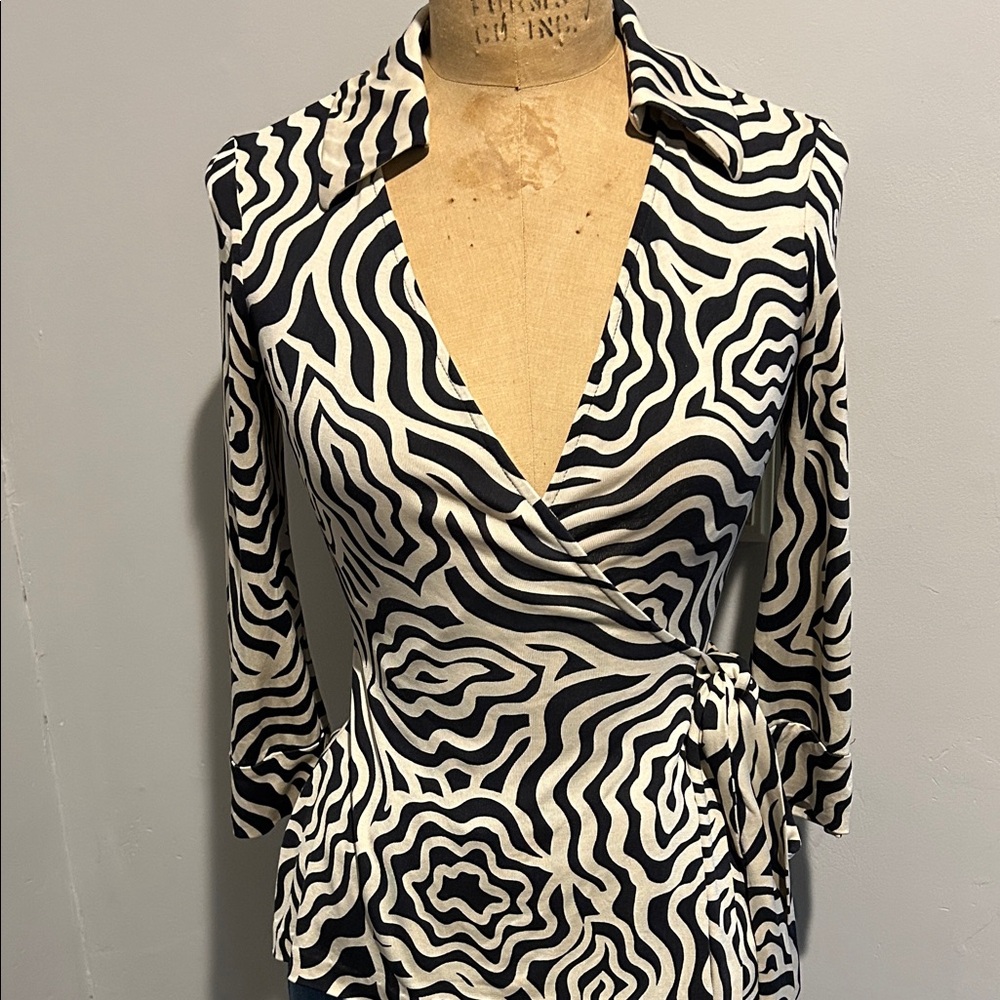 Diane Von Furstenberg Silk Jersey Wrap Top